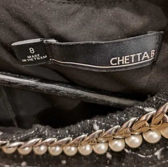 women's Chetta B Size 8 black and white tweed lady knee-length dress - Picture 3 of 6